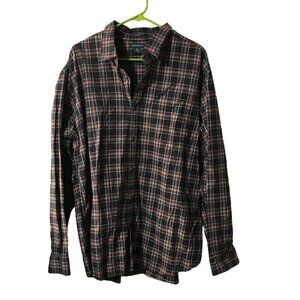 EDDIE BAUER BROWN PLAID LONG SLEEVE BUTTON UP RELAXED FIT SHIRT MENS XL
